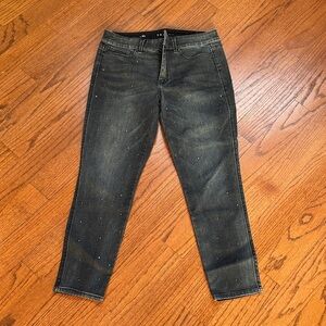 White House Black Market navy Studded Skinny Jeans